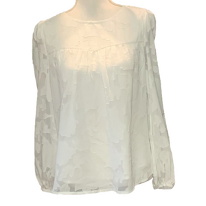 NEWSHOWS White Textured Long Sleeve Blouse NWT
